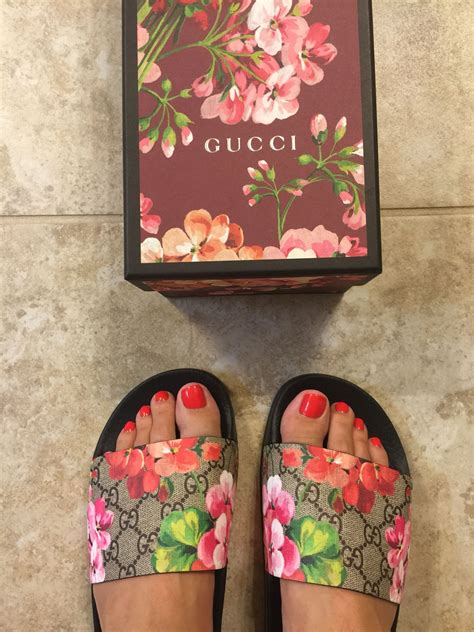 gucci bloom slides dupe|Gucci floral slides outfit.